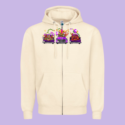 Mardi Gras Farm Trucks Zipper Hoodie Designed By Fadigitalartstudio
