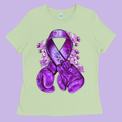 Domestic Violence Warrior Purple Ribbon Ladies Tee Designed By Nancycooperartshop