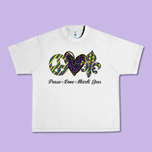 Mardi Gras Love Peace Urban Heavy Tee Designed By Bettercallsaul