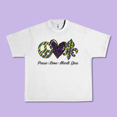 Mardi Gras Love Peace Urban Heavy Tee Designed By Bettercallsaul