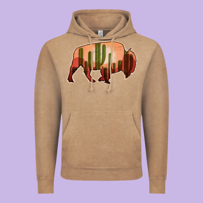 Cactus Bison Silhouette Vintage Hoodie Designed By Bettercallsaul