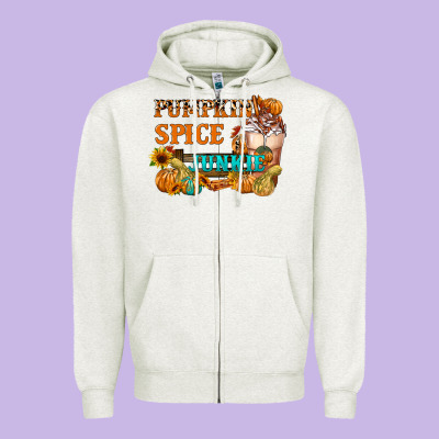 Pumpkin Spice Junkie Zipper Hoodie Designed By Fadigitalartstudio