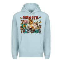 Blue Mist Coffee First Then Cows Premium Hoodie - FaDigitalArtStudio