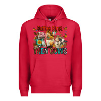 Cardinal Coffee First Then Cows Premium Hoodie - FaDigitalArtStudio