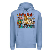 Colony Blue Coffee First Then Cows Premium Hoodie - FaDigitalArtStudio