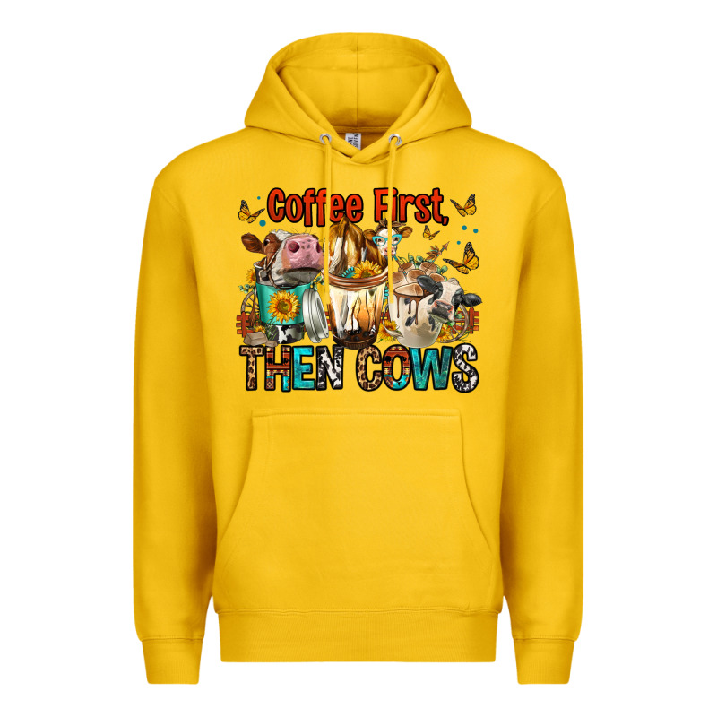 Coffee First Then Cows Premium Hoodie by FaDigitalArtStudio | Teevron