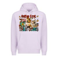 Lilac Coffee First Then Cows Premium Hoodie - FaDigitalArtStudio
