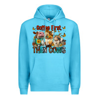 Ocean Blue Coffee First Then Cows Premium Hoodie - FaDigitalArtStudio