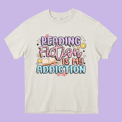 Reading Fiction Is My Addiction Heavy Core Tee Designed By Maliassmallbusiness