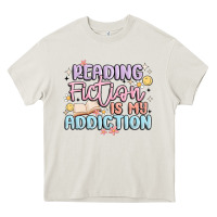 Cream reading fiction is my addiction Heavy Core Tee - MaliasSmallBusiness