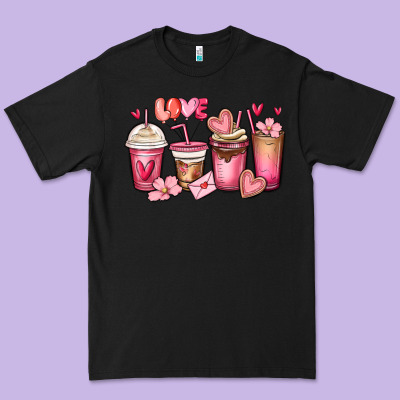 Valentines Day Coffee Cups Premium Tee Designed By Maliassmallbusiness