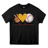 Black peace love baseball Heavy Core Tee - AdoDesignShop