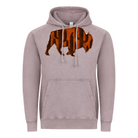 Red Cactus Bison Silhouette Vintage Hoodie | Teevron