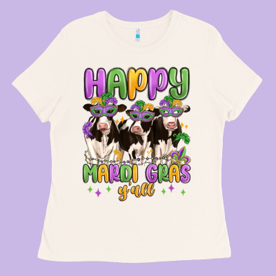Happy Mardi Gras Y'all Ladies Tee Designed By Maliassmallbusiness