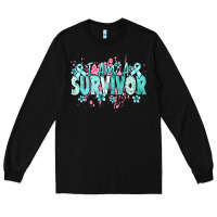 Black I am a survivor teal ribbon Ovarian Cancer Long Sleeve Tee - NancyCooperArtShop