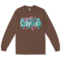 Chestnut I am a survivor teal ribbon Ovarian Cancer Long Sleeve Tee - NancyCooperArtShop