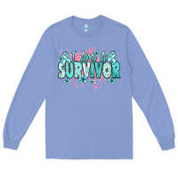 Colony Blue I am a survivor teal ribbon Ovarian Cancer Long Sleeve Tee - NancyCooperArtShop
