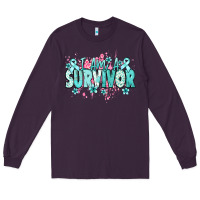 Plum I am a survivor teal ribbon Ovarian Cancer Long Sleeve Tee - NancyCooperArtShop