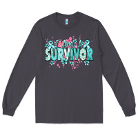 Smoke I am a survivor teal ribbon Ovarian Cancer Long Sleeve Tee - NancyCooperArtShop