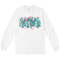 White I am a survivor teal ribbon Ovarian Cancer Long Sleeve Tee - NancyCooperArtShop