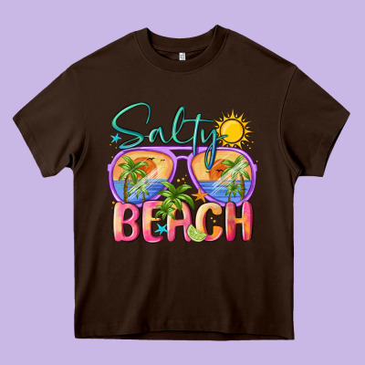 Salty Beach Heavy Core Tee Designed By Maliassmallbusiness