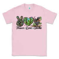 Bubblegum Pink Peace Love Sloths Classic Tee - LillyAllenDesigns