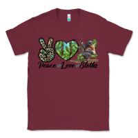 Burgundy Peace Love Sloths Classic Tee - LillyAllenDesigns
