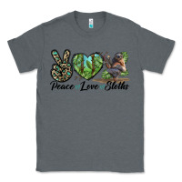 Charcoal Heather Peace Love Sloths Classic Tee - LillyAllenDesigns