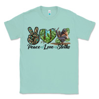 Seafoam Peace Love Sloths Classic Tee - LillyAllenDesigns