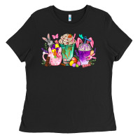 Black Easter coffee cups with Bunny Ladies Tee - NancyCooperArtShop