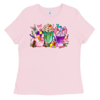 Bubblegum Pink Easter coffee cups with Bunny Ladies Tee - NancyCooperArtShop