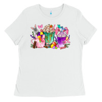 White Easter coffee cups with Bunny Ladies Tee - NancyCooperArtShop