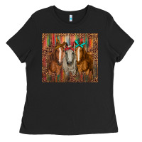 Black western horses with bandanas Ladies Tee - RanaPortraitStore