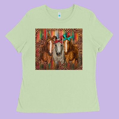 Western Horses With Bandanas Ladies Tee Designed By Ranaportraitstore