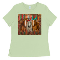 Matcha western horses with bandanas Ladies Tee - RanaPortraitStore