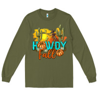 Army Green Howdy Fall Long Sleeve Tee - texasbilliewilder
