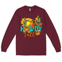 Burgundy Howdy Fall Long Sleeve Tee - texasbilliewilder
