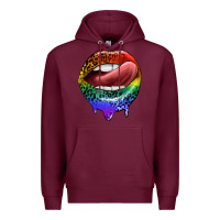 Burgundy rainbow lips pride Premium Hoodie - FaDigitalArtStudio