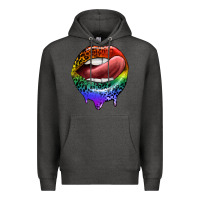 Charcoal Heather rainbow lips pride Premium Hoodie - FaDigitalArtStudio