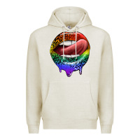 Oatmeal Heather rainbow lips pride Premium Hoodie - FaDigitalArtStudio