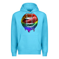 Ocean Blue rainbow lips pride Premium Hoodie - FaDigitalArtStudio