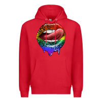 Red rainbow lips pride Premium Hoodie - FaDigitalArtStudio