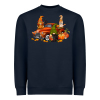 Navy fall gnome truck Heavyweight Sweatshirt - CowGirlArtShop
