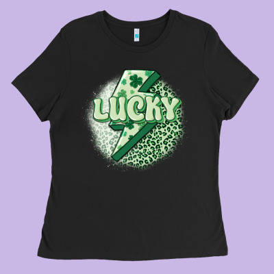 St. Patrick's Day Lucky Ladies Tee Designed By Maliassmallbusiness