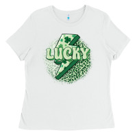 White st. patrick's day lucky Ladies Tee - MaliasSmallBusiness