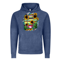 Vintage Denim New Mexico Map Sunflower Cactus Serape Vintage Hoodie - RanaPortraitStore