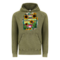 Vintage Olive New Mexico Map Sunflower Cactus Serape Vintage Hoodie - RanaPortraitStore