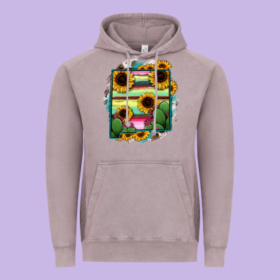 New Mexico Map Sunflower Cactus Serape Vintage Hoodie Designed By Ranaportraitstore