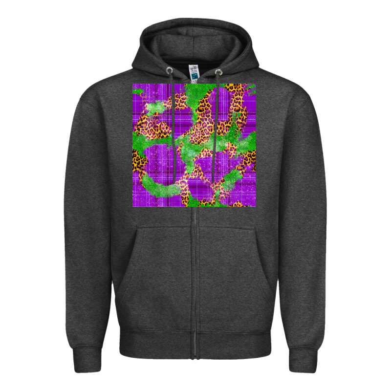 Mardi Gras Leopard Seamless Pattern Zipper Hoodie by FaDigitalArtStudio | Teevron