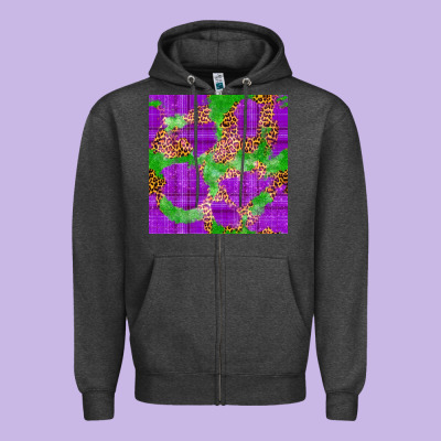 Mardi Gras Leopard Seamless Pattern Zipper Hoodie Designed By Fadigitalartstudio